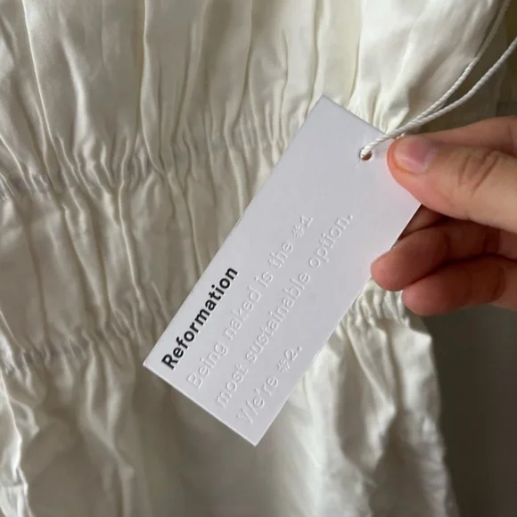 NWT Reformation Woods Short Sleeve Mini Dress in White Sz L‎